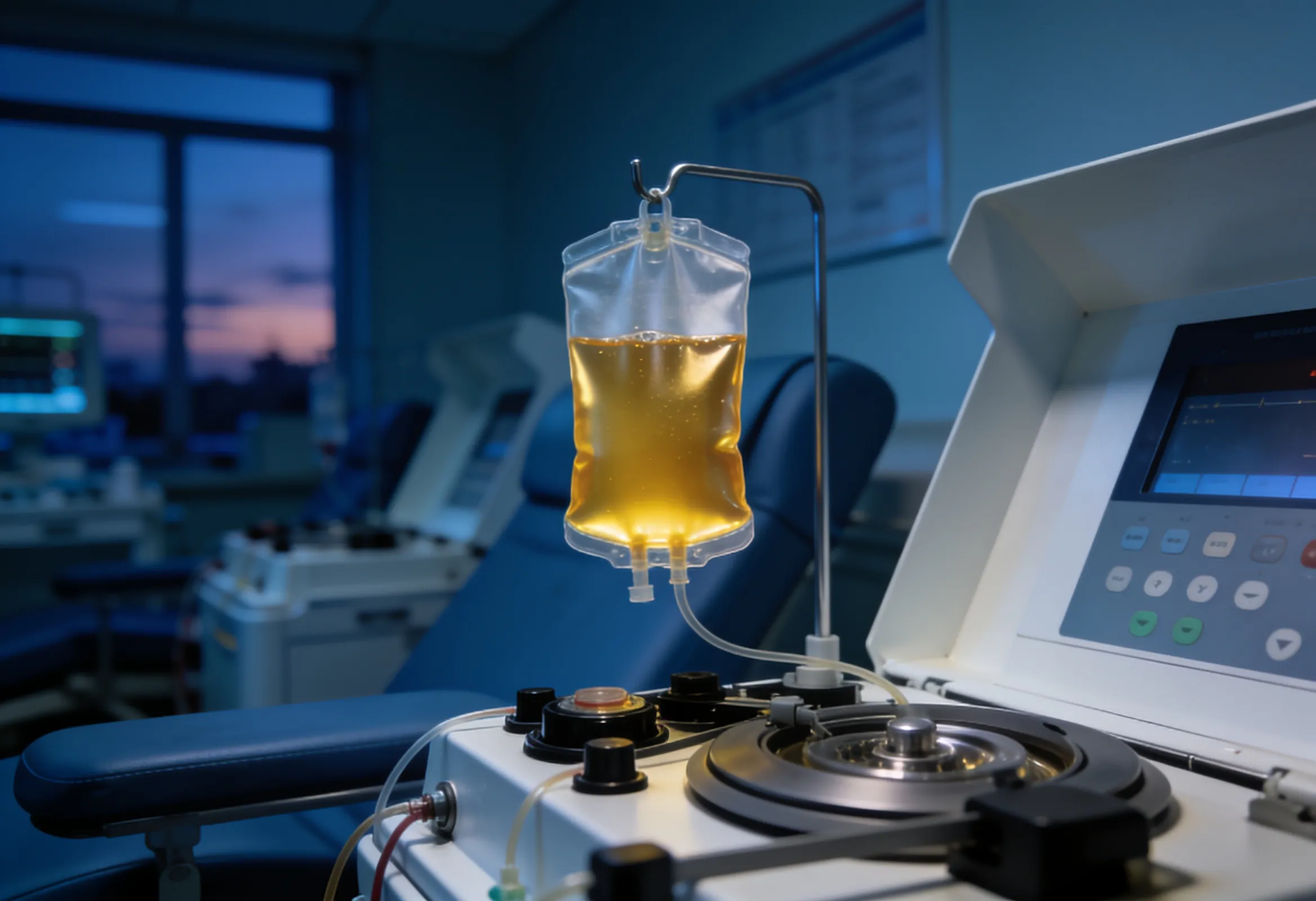Plasma collection equipment in a modern medical center